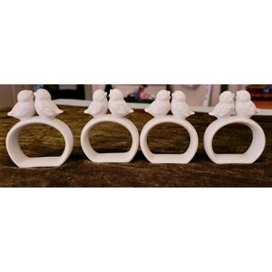 Set of 4 Porcelain Birds Napkin Rings Cottagecore French Country  Farmhouse
